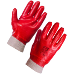 PVC Glove Red Knitwrist